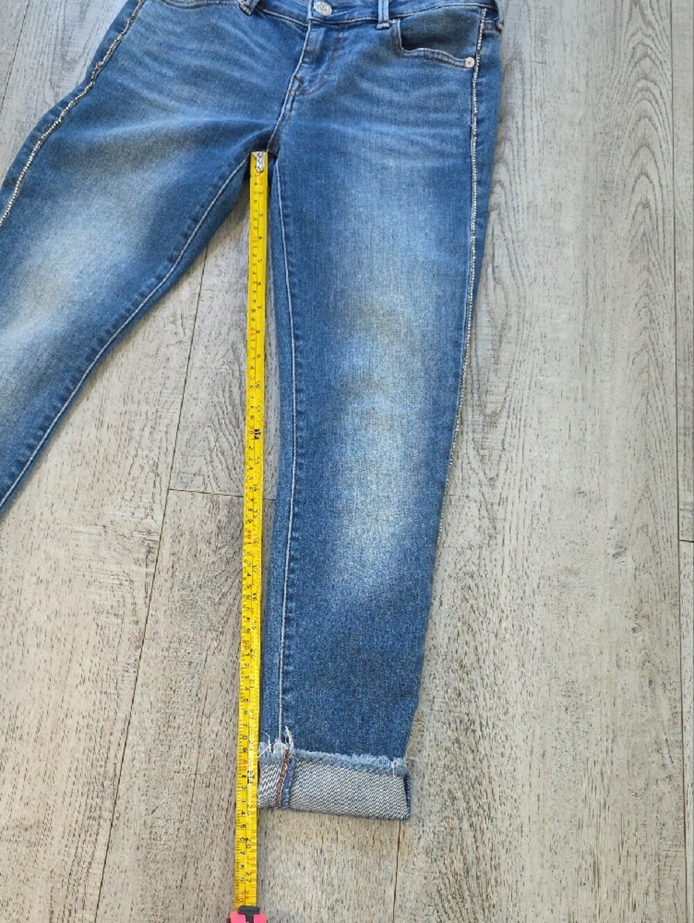 True Religion Women's Medium Blue Boyfriend Jeans with Side Embellishment - Picture 11 of 12